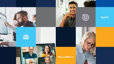Collage de profesionales trabajando y colaborando en equipo.