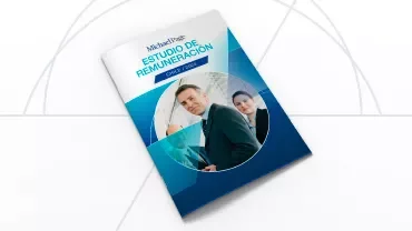 Folleto titulado 'Estudio de Remuneración 2018/19' en español con imagen de personas de negocios.