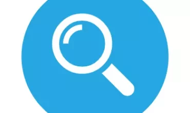 Icono de lupa sobre fondo azul.